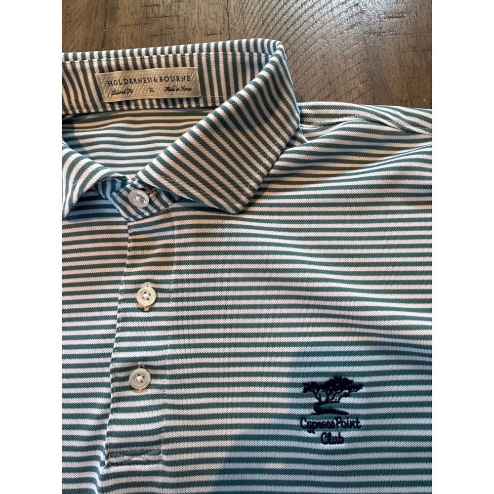 Holderness & Bourne x Cypress Point Club Polo Men's XL Green Stripe Golf RARE